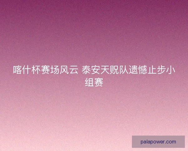 喀什杯赛场风云 泰安天贶队遗憾止步小组赛